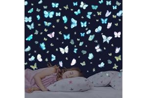 Glow in The Dark Butterfly Wall Decals，Glowing Luminous Butterfly Wall Stickers Colorful Removable self-Adhesive Butterfly De