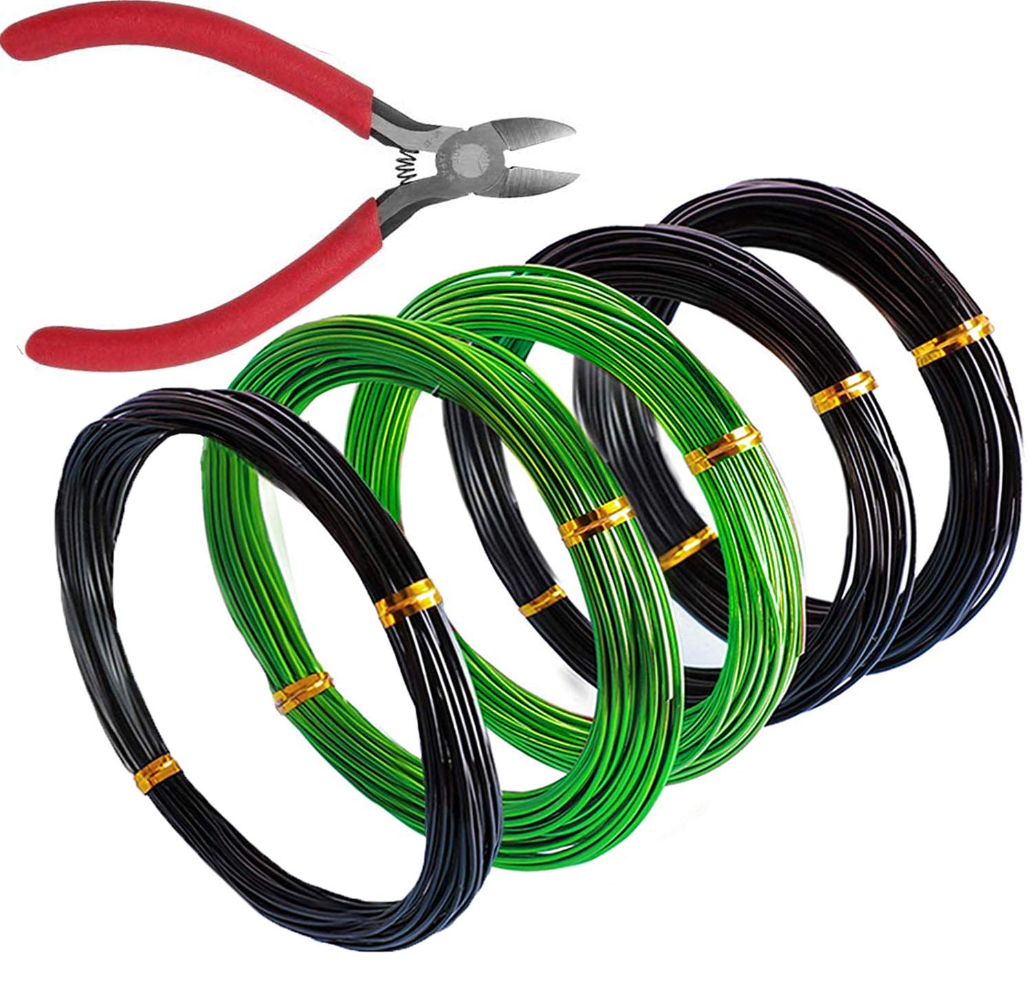 A+Selected Tree Training Wires Kit for Bonsai Tree, with Bonsai Wire Cutter Size 1.0 mm, 1.5 mm, 2.0 mm (160 Feet Total), Anti Corrosion Rust Resistant