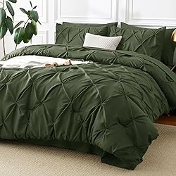 CozyLux Olive Green Comforter Set King - 7 Pieces