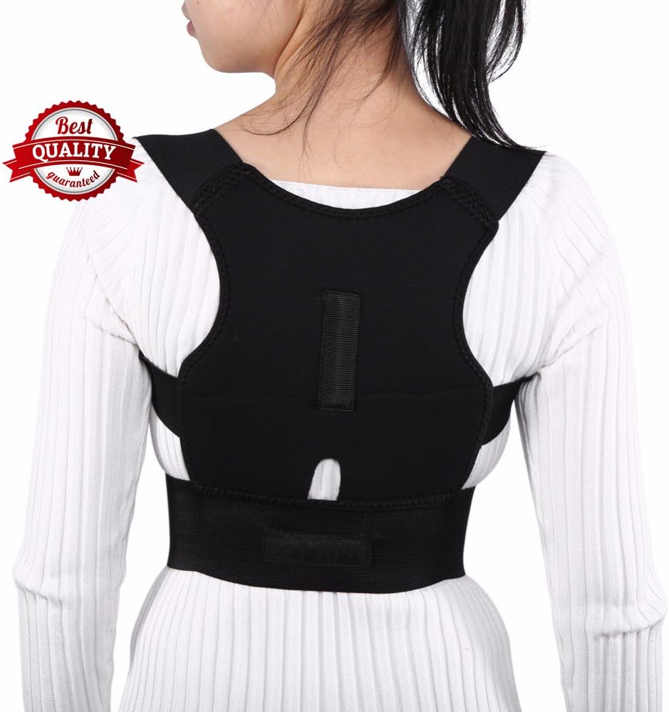 Best Quality Unisex Adjustable Posture Corrector Belt Back Spine Support Brace Belt Shoulder Lumbar Correction Band Corset for Men Women (M)