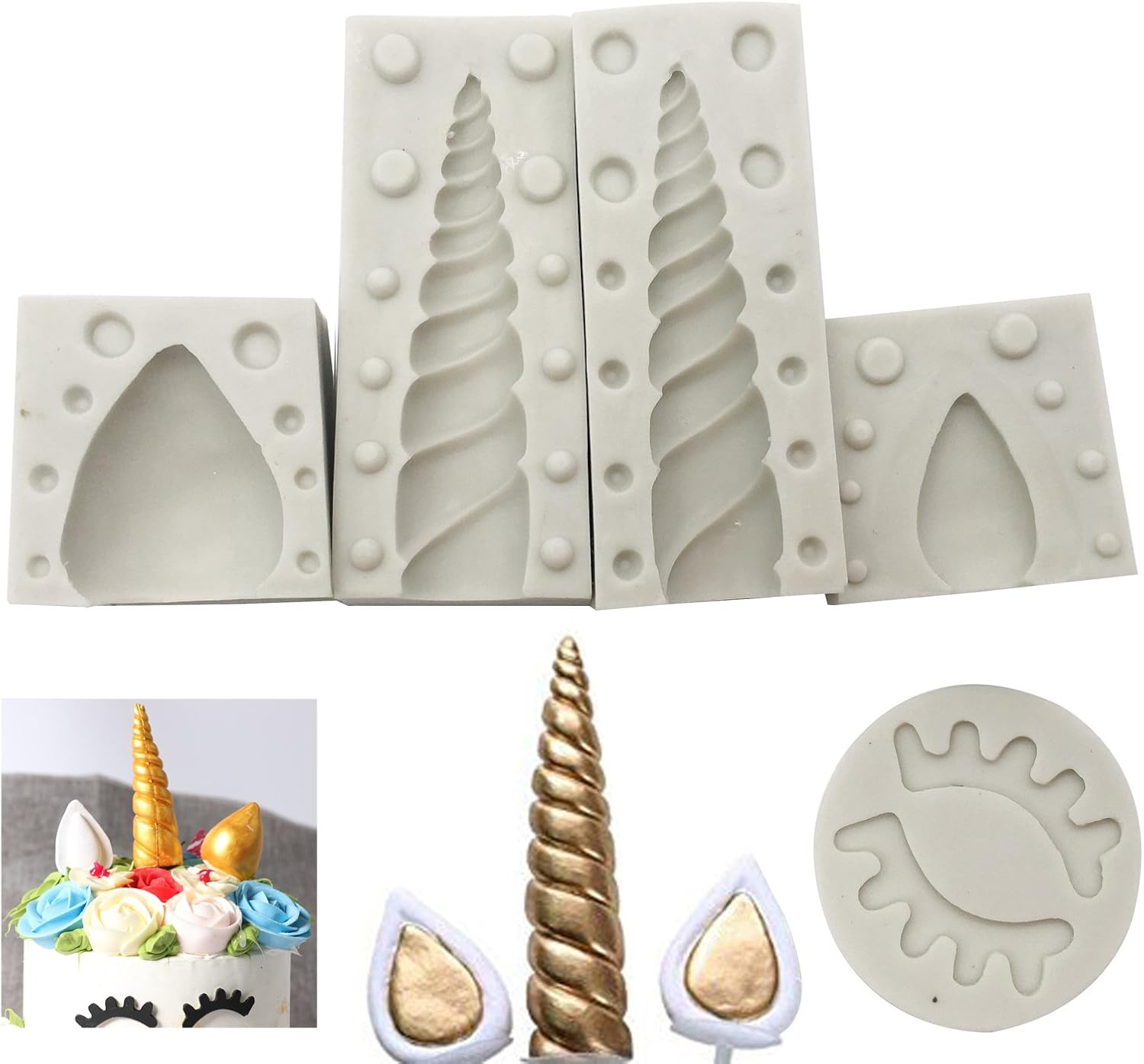 Patisserie Moules A Bonbons Et Chocolat Napravi Rs Pour Decoration De Fondant Au Chocolat Ensemble De Moules Licorne A Gateaux En Silicone Avec Corne 5 Lots Oreilles Et Yeux