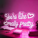 SUNLUMI You're Like Really Pretty Neon Sign, 16.5 * 7.8 Inches Led Sign, Neon Signs for Wall Decor with Dimmable Switch, USB Power Light up Sign, Pink Neon Lights for Teen Girls Bedroom, Salon, Party