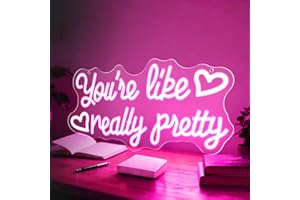 SUNLUMI You're Like Really Pretty Neon Sign, 16.5 * 7.8 Inches Led Sign, Neon Signs for Wall Decor with Dimmable Switch, USB 