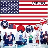 Tradder Large American Flag Outsides 10 x15 ft Heavy Duty Waterproof USA Flag with Embroidered Stars Sewn Stripes Brass Grommets for Outdoor Indoor, Veterans Day, Independence Day