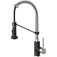 KRAUS Bolden Commercial Style 2-Function Single Handle Pull Down Kitchen Faucet in Stainless Steel/Matte Black, KPF-1610SSMB (Pack of 1)