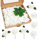 Roahosy 25pcs Fake Gardenia White Artificial Flowers, Real Looking Gardenia Flowers with Stems Wedding Flowers for DIY Wedding Bouquet Bridal Shower Party Home Centerpieces Floral Arrangements