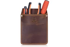 RingSun Genuine Leather Pocket Protector for Men, Durable Tool Pouch, Jeans Shirts Protector for Tools Pens