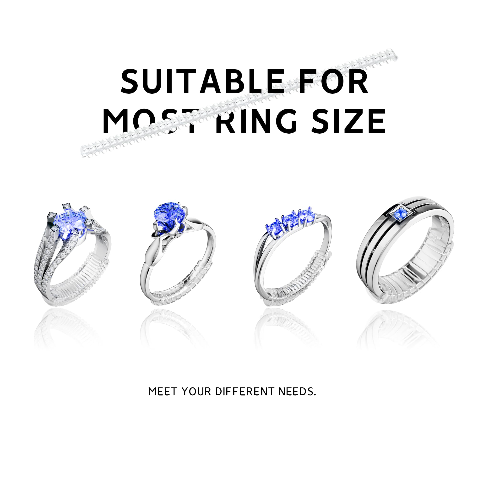 Ring Size Adjuster for Loose Rings,12 Pack-4 Sizes Invisible Transparent Silicone Guards Clip Jewelry Fitter Resizer,Fit Almost Any Ring for Women and Men