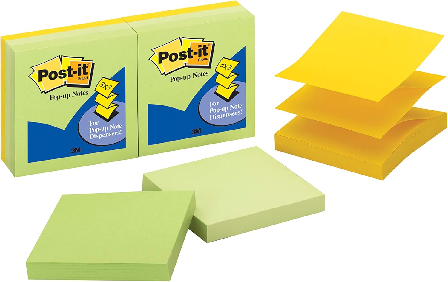 Post-it Pop-up Notes, 3 in x 3 in, 6 Pads, America's #1 Favorite Sticky Notes, Assorted Colors, Clean Removal, Recyclable (R330-6APL)