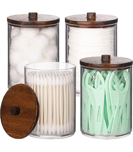 Boîte De Rangement Bois Tampons Hygiène Salle De Bain - Organisateur Avec Couvercle 2 Compartiments