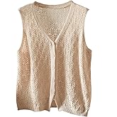 SHENHE Women's Plus Size Hollow Out Knitted Sweater Vest Button Up Sleeveless Crochet Vest Cardigan