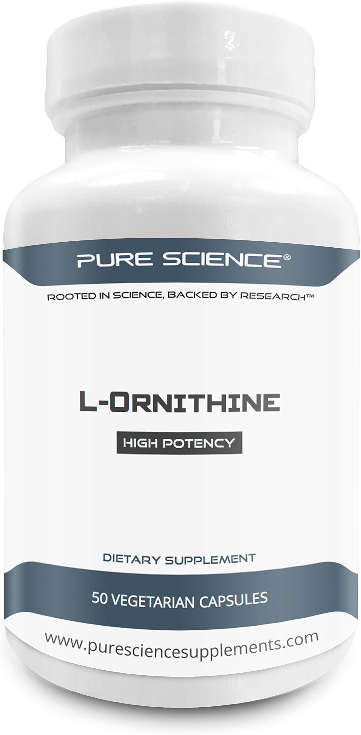 Pure Science L-Ornithine 700 mg - Lowers Ammonia Levels In Body, Promotes Athletic Performance and Muscle Growth, Reduces Fatigue - 50 Vegetarian Capsules of L-Ornithine Powder