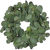 Briful 15'' Faux Eucalyptus Wreaths for Front Door, Real Touch Greenery Silver Eucalyptus Artificial Door Wreath for Home Farmhouse Wall Mantlte Window Decor