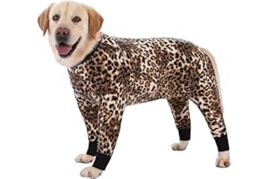 YEAPEETO Recovery Suit for Large Medium Dogs After Surgery, Soft Breathable Anti Licking Dog Onesie E-Collar & Cone Alternative, Pet Bodysuit for Preventing Hair Loss Full Cover Wound(3XL, Leopard Print)