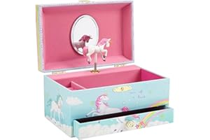 Jewelkeeper Jewelry Box for Girls - Unicorn Music Box with Necklace and Bracelet Gift Set - Enchanting Unicorn Decor, Keepsake Storage, Durable Design for Accessories - Ideal Gift
