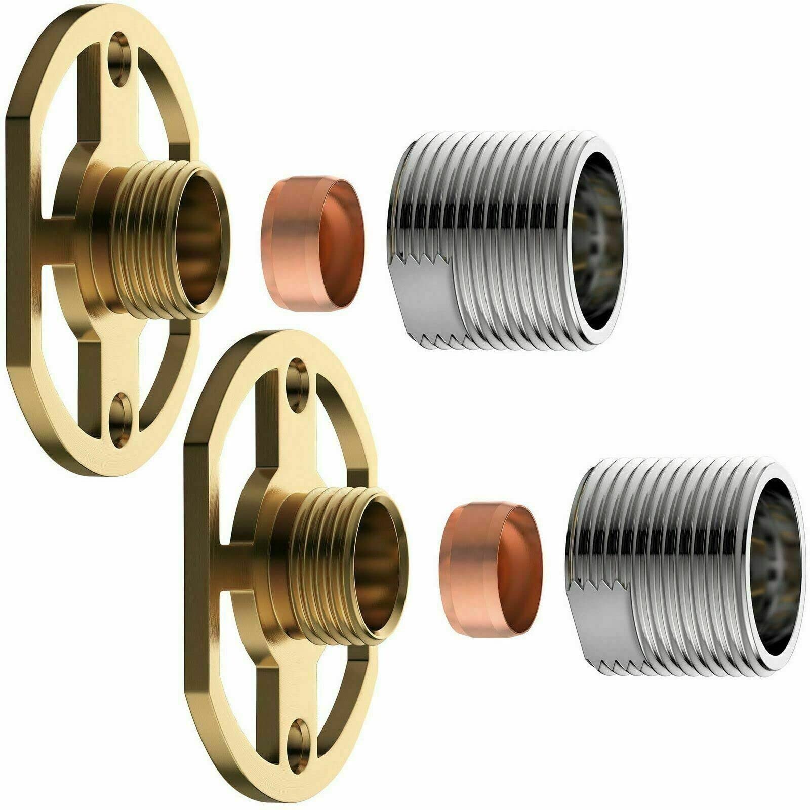 Taps2Traps® Easy Fit Kit for Bar Shower Valves - Pair of Brass Wall Fixing Brackets for Fast Simple Fitting