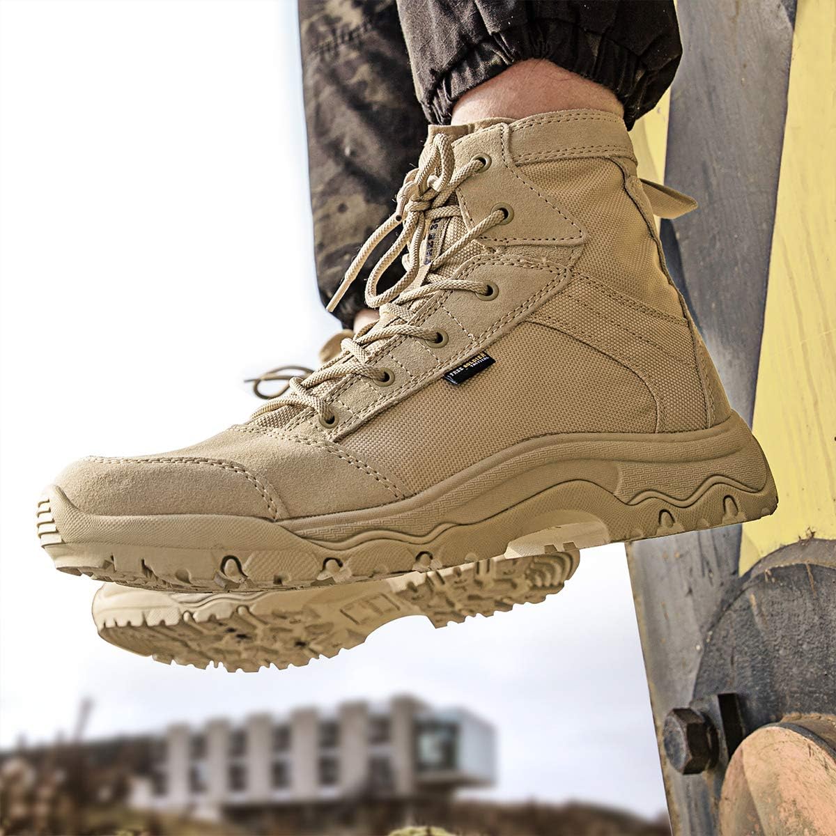 FREE SOLDIER Men's Work Boots 6 inch Lightweight Breathable Military Tactical Desert Boots for Hiking: Sports & Outdoors
