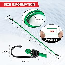 WORKPRO 24 Inch Bungee Cord with Hooks, 4 Pack