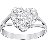 Jewels By Lux Sterling Silver Womens Heart Nugget Fashion Bridal Anniversary Engagement Wedding Ring