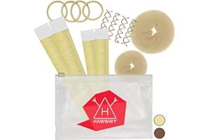 Hawwwy 12-piece Hair Bun Maker - Easy Fast Bun Tool, Short Long Thin Hair Women Girls Kids Toddler - Hair Accessories for Women - Gold Small & Large (2 Donuts,2 Magic Snap & Roll, 4 Spin Pins)