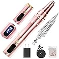 Whalrace PMU Machine with Digital Screen, Cordless Permanent Makeup Machine, Tattoo Machine Kit with 2 Lithium Batteries, 10pcs PMU Needles Microblading Machine - Rose Gold