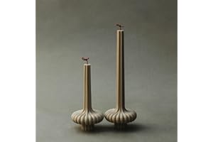 LAWA CANDLES LAWA Set of 2 Pumpkin Base Candle - Beautiful Handmade Pillar Unscented Soy Wax Elegant Aesthetic Vase Candle Housewarming Gift Home Room Shelf Decor Idea Olive Beige