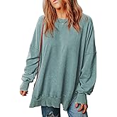 SHEWIN Womens Sweatshirt Casual Long Sleeve Crewneck Lightweight Pullover Tops Loose Sweatshirts