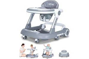 XZV Baby Walker with Wheels 4 in 1 Foldable Activity Center with Mute Wheels Adjustable Heights Anti-Fall Activity Center for Boys Girls Safe Infant Toddler Walker with Footrest for 6-24 Months