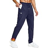 Men's Fleece Lined Winter Pants 32"/34"/36" Inseam Tall Sweatpants with Zipper Pockets Warm Athletic Joggers Men