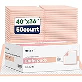 MKISS Extra Large Bed Pads 40" x 36"(50 Count), Disposable Super Absorbent Heavy Duty Incontinence Underpads, Thicken Chucks Pads for Adults, Children, Babies, Elderly and Pets