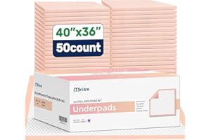 MKISS Extra Large Bed Pads 40" x 36"(50 Count), Disposable Super Absorbent Heavy Duty Incontinence Underpads, Thicken Chucks Pads for Adults, Children, Babies, Elderly and Pets