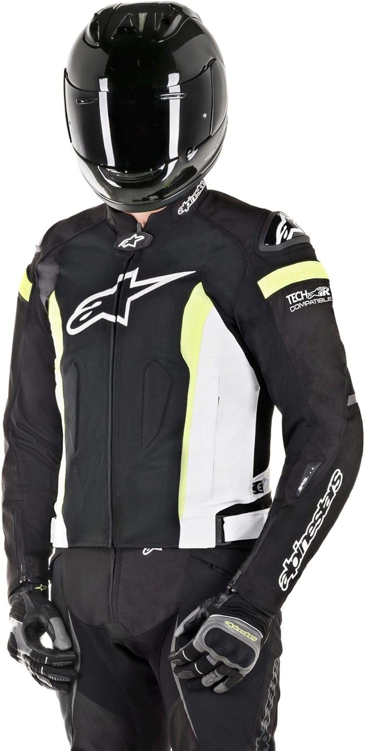 Alpinestars Men's T-Missile Air Motorcycle Jacket Tech-Air Compatible, Black/White/Yellow, X-Large: Automotive