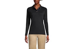 Lands' End School Uniform Women's Long Sleeve Feminine Fit Interlock Polo Shirt