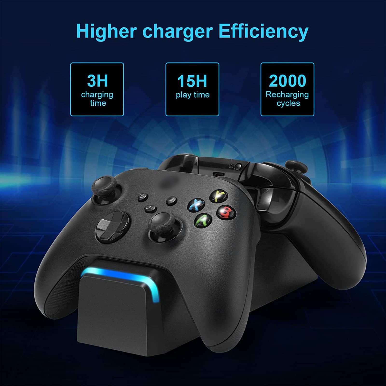KEKUCULL Dual Dock Charging Station Compatible with Xbox Series X/S, Xbox One/One X/One S Controllers, Efficient Xbox Controller Charger with 2 * 1100mah Rechargeable Controller Battery Packs(Black)