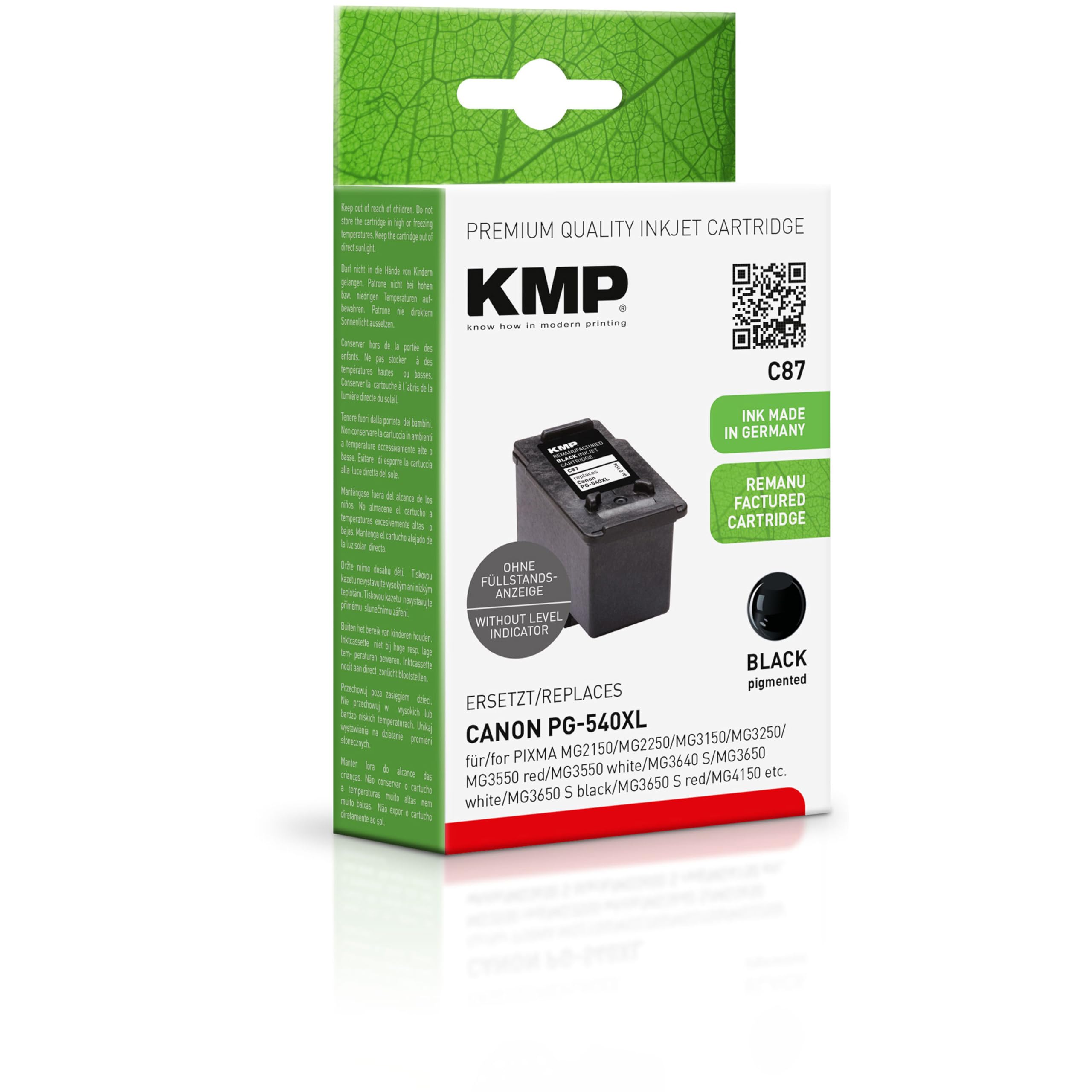 KMP C87 Ink Cartridge Replaces Canon PG540XL 5222B005 Black