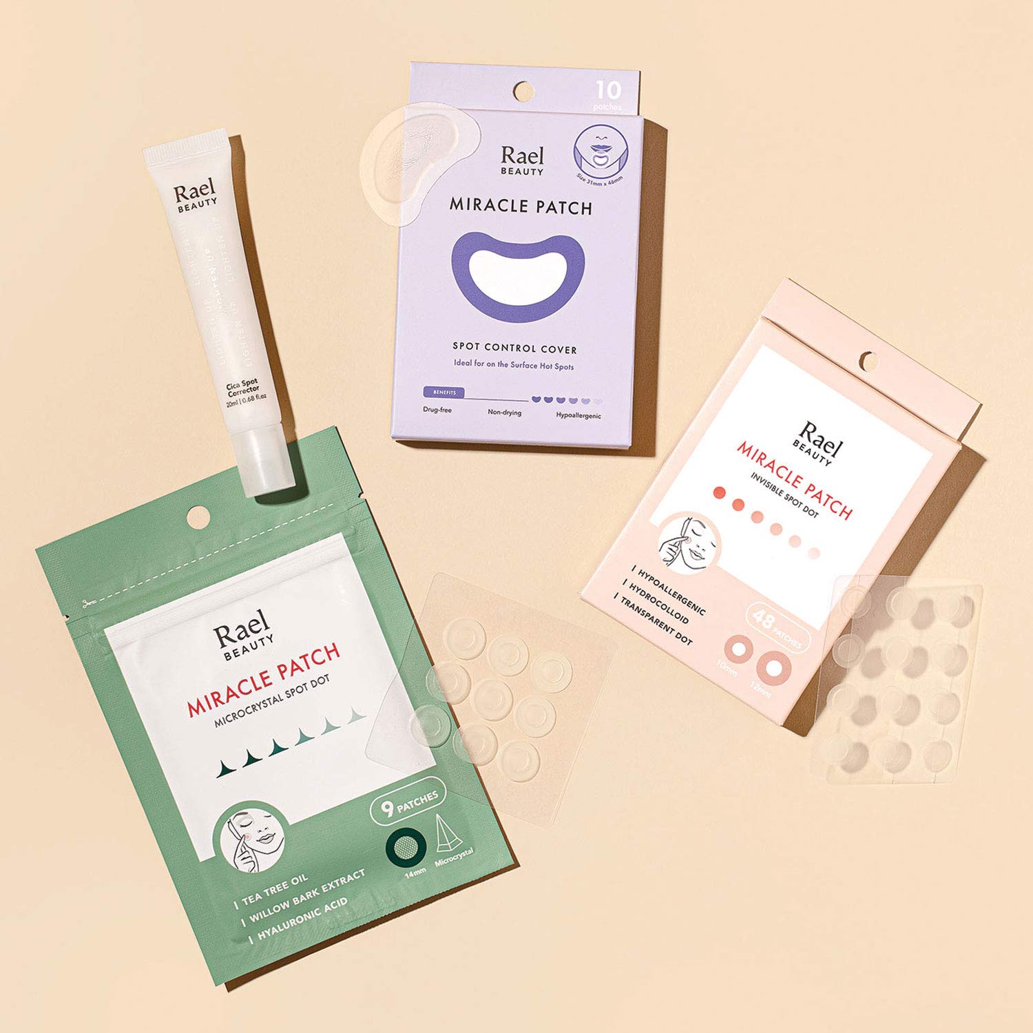 Rael Acne Pimple Healing Patch - Absorbing Cover, Invisible, Blemish Spot, Hydrocolloid, Skin Treatment, Facial Stickers, Two Sizes 10mm & 12mm, Blends in with skin (96 Count): Beauty