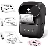 Phomemo Thermal Label Maker Machine with Tape (3 Rolls), Sticker Printer | 2 Inch Wide Waterproof Label Machine Easy to Use for Small Business, School, Black