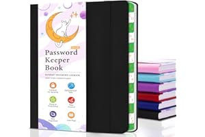 METEOROCK Password Book with Alphabetical Tabs, Small Password Book 11.5 x 15.5 cm, Password Notebook for Keep Your Account Details, Hardcover Password Keeper Books for Home and Office - Black