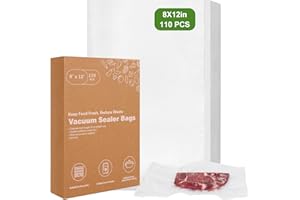 [2025 Upgraded] Moretoes 110pcs Vacuum Sealer Bags, Food Saver Bags Quart 8" x 12", BPA Free, Pre-cut Commercial Grade Vac Bags for Food Storage, Meal Prep or Sous Vide