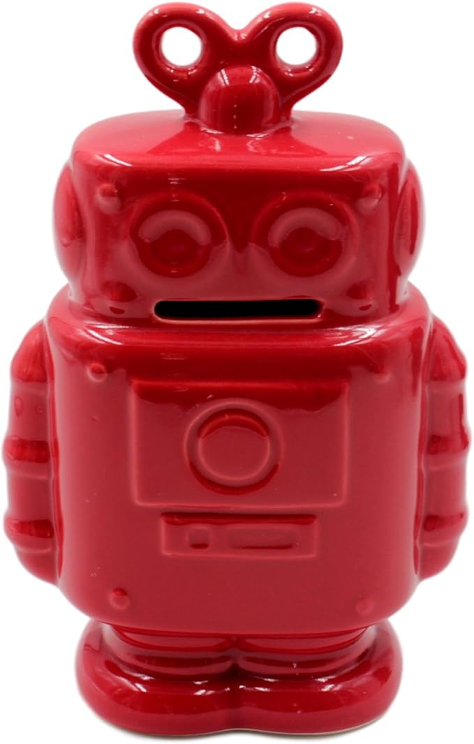 West5Products Retro Style Ceramic Robot Money Box Red Amazon.co.uk