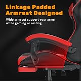 bigzzia Ergonomic Gaming Chair with Lumbar Cushion and Headrest Red view 7