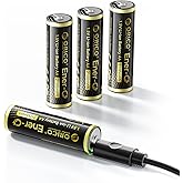 ORICO Ener-G Lithium ion Battery Rechargeable AA Battery 1.5V 2100mWh USB-C Charging 2H Fast Charging Over 1500 Cycles for Camera Controller Clock Flashlight Toys 4pack (No Cable)