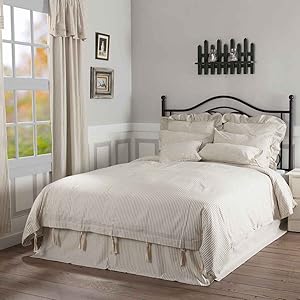 Piper Classics Farmhouse Ticking Stripe Duvet Cover, Beige Taupe & Off-White, King 92x108, Comforter Cover w/Twill Ties, Soft Comfortable Farmhouse Bedroom Decor