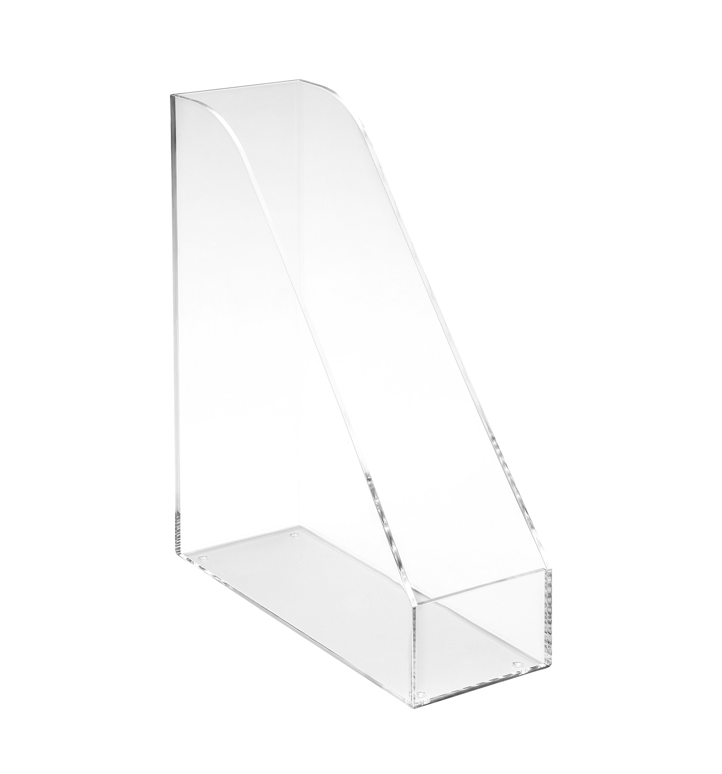 Osco Acrylic Magazine Rack, Extra-Wide Desk Floor File & Magazine Holder, Thick Premium Acrylic Display for Office, Home, Study - Clear (Single)