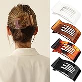 Velscrun Flat Hair Clips for Women Girls, Matte Lay Flat Claw Clips, Strong Hold Large Side Hair Clip All Hair Types, French Duck Billed Hair Jaw Claw Clip, Non Slip Grip for Daily Styling Amber