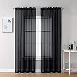 Chyhomenyc Sheer Black Curtains 90 inches Long 2