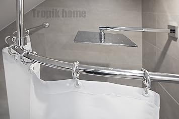 Tropik Home Curved Shower Curtain Rail Pole Rod With Ceiling