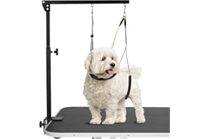 DUCKYGOO Adjustable Dog Grooming Arms with Anti-Slip Powerful Metal Clamp,Portable Pet Grooming Arm for Table with 1 Loop Noose & Two No Sit Haunch Holder,Grooming Restraint for Small Medium Dogs/Cats at Home