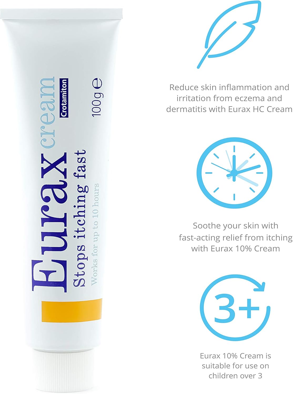 Eurax Itch Relief Cream 100g Helps Stop Itching Fast Lasts Upto 8h For Relief Of Itchy Dermatitis Dry Eczema Allergic Rashes Hives Nettle Rashes Chickenpox Insect Bite And Stings Heat Rashes Sunburn Amazon Co Uk Health Personal Care