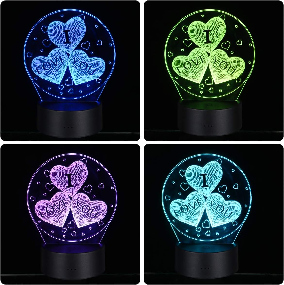 lampara de noche en forma de corazon 3d de ledmomo lampara led en 7 colores alternantes con mando a distancia de usb regalo romantico para parejas